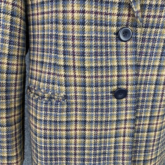 Worthington Blazer Jacket Women 12p Wool Blend 2 Button Brown Plaid Lined - Picture 3 of 10